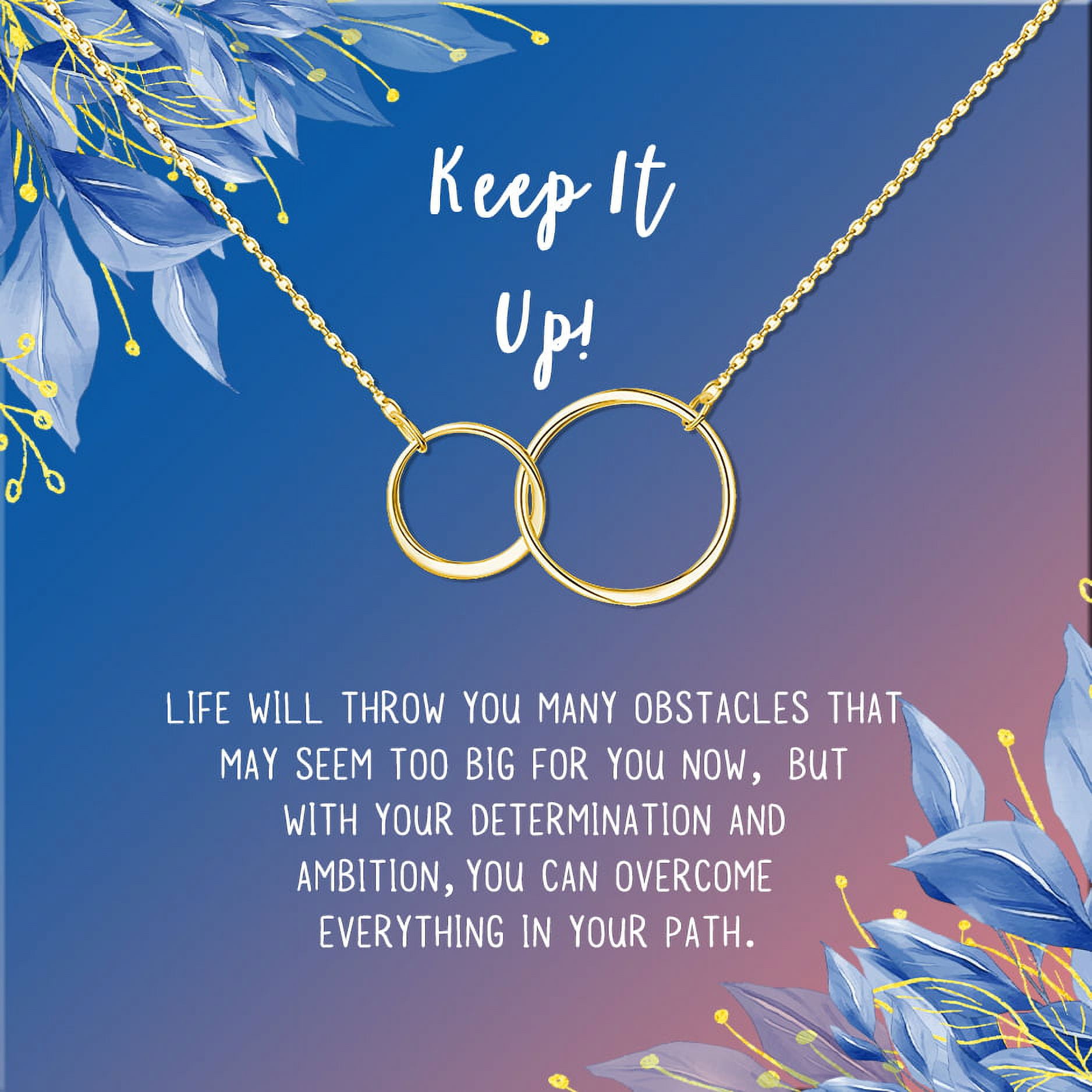 Anavia Keep It Up Card Gift Jewelry, Inspirational Card Necklace, Cheer up Gift, Encouragement Gift for Friend-[Gold Infinity Double Ring,Blue-Orange Gift Card]