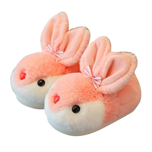 Toddler Cute Slippers Boys Girls Animals House Slippers Indoor Winter Bedroom Non Slip Soft Rabbit Warm Shoes