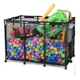 thumbnail image 1 of Yescom Metal Frame 10 Wheels Rolling Mesh Pool Storage Bin Organizer for Pool Toys Balls, XX-Large, Black, 1 of 10