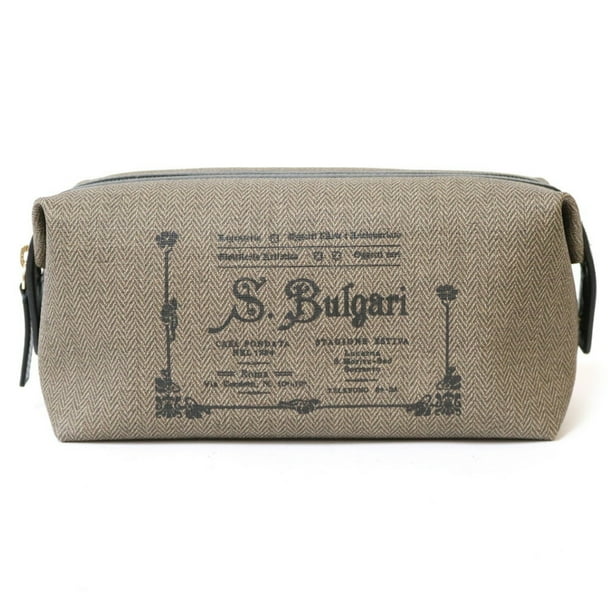 Authenticated Used BVLGARI Bvlgari Pouch Brown Beige Women's Men's Leather