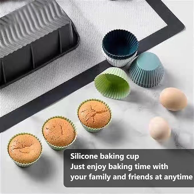 Silicone Cupcake Liners Set Of 12 – Reusable Non-Stick Muffin Cups, Multi-Color