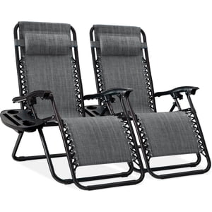 Best Choice Products Zero Gravity Lounge Chairs, Set of 2 with Cup Holder Tray
