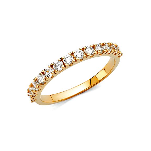 14k Yellow Gold Cubic Zirconia For Women Wedding Band Ring Size 7 Wedding Band - 1.7 Grams
