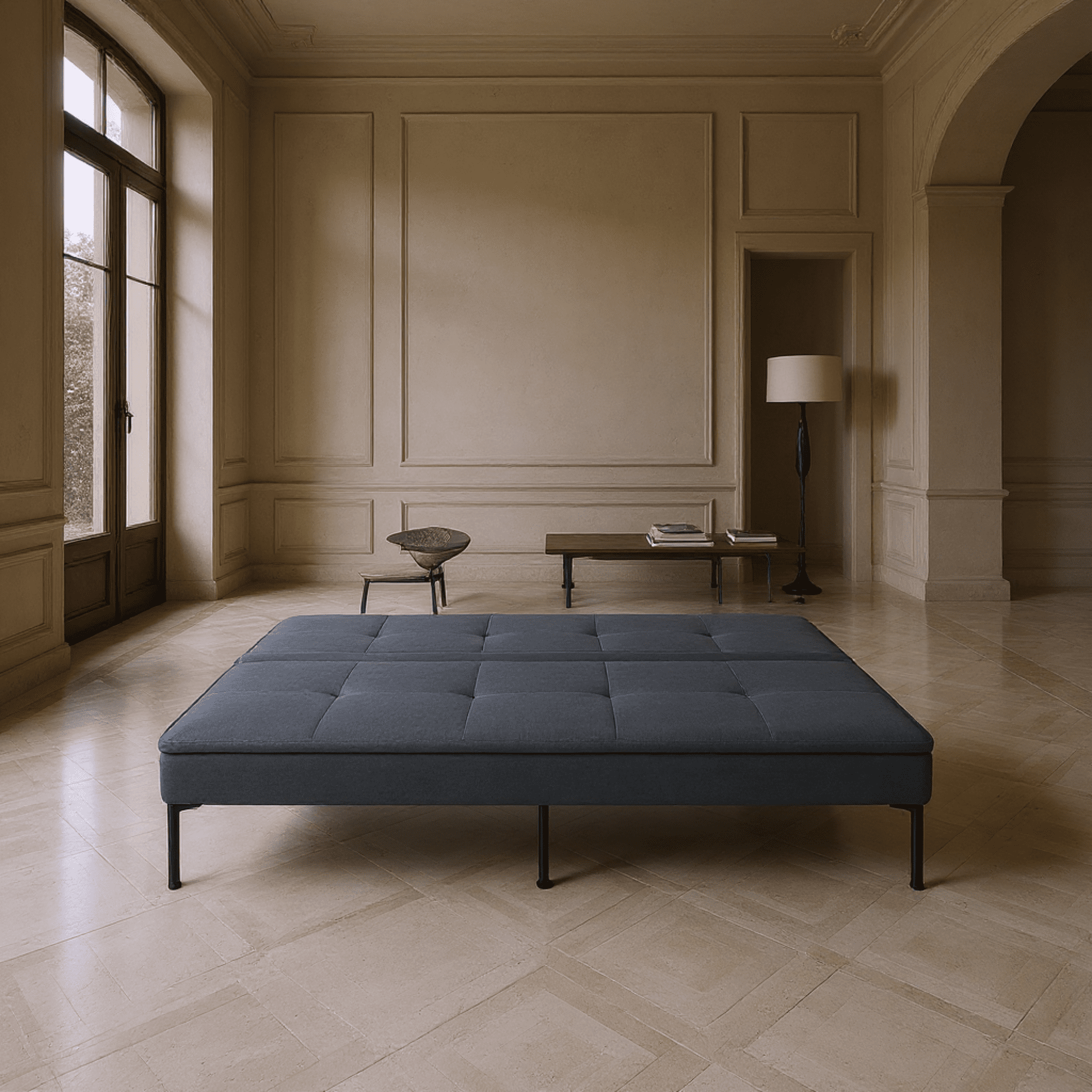 Gewnee 69.7" Modern Convertible Polyester Futon Sofa Bed, Sleeper with Adjustable Backrest for Living Room, Small Spaces(Gray)