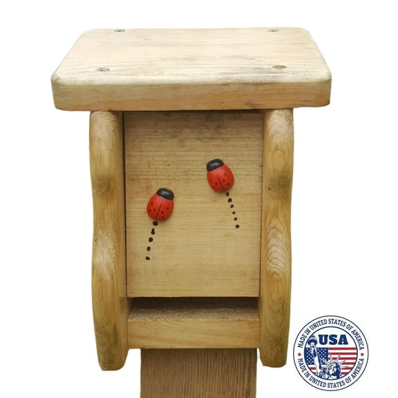 Ladybug House (Cherry), 10", Bird Houses by Mark, Made in USA