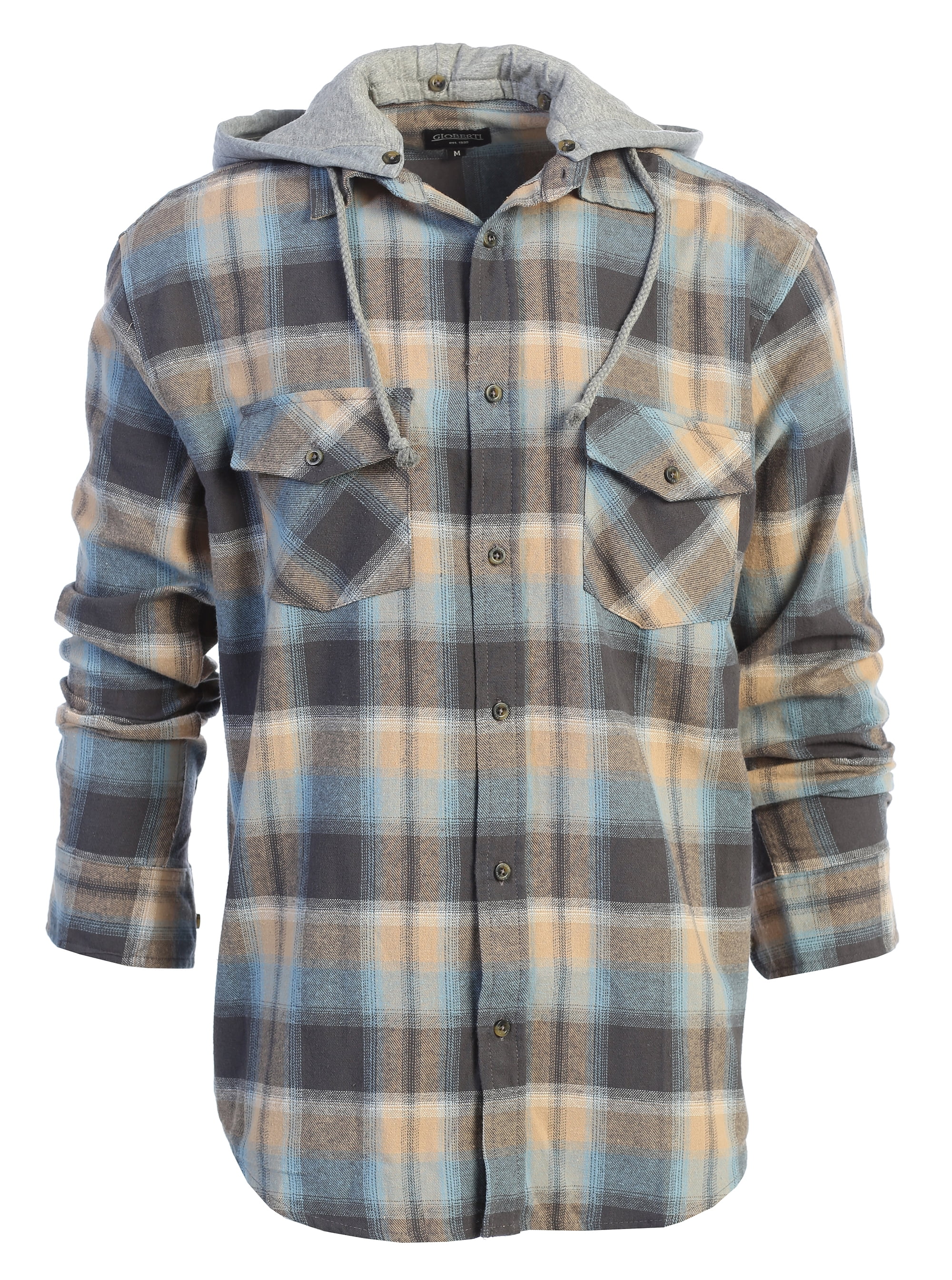Gioberti Men's Removable Hoodie Plaid 