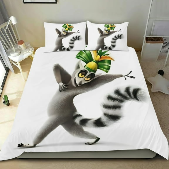All Hail King Julien Themed Bed Sheet Set Three Piece Set 53x79 In ches Comfortable And Skin Friendly Unique Design Creating A Star Studded Night Home Decor Gifts For Family Friends fans