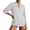 White, variant on Blouses for Women Mandarin Collar Split Neck Relaxed Fit 3/4 Sleeve Embroidery Solid Casual Boho Tops for Women