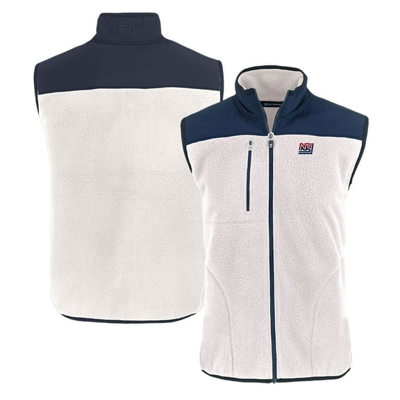 Men's Cutter & Buck  Oatmeal New York Giants Throwback Cascade Eco Sherpa Fleece Full-Zip Vest