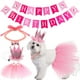 thumbnail image 1 of Disfraz de cumpleaños para mascotas, falda tutú rosa para perro con collar y sombrero, 1 of 7