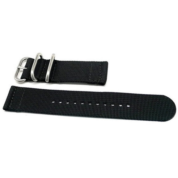 Da Luca Two Piece Ballistic Nylon Watch Strap - Black (Matte Buckle) : 22mm