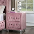 thumbnail image 4 of Furniture of America Cyndi Fabric Upholstered Pink Nightstand and Care Kit, 4 of 12