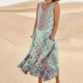 thumbnail image 1 of ICHUANYI Clearance Women's Summer Fashion Casual Printing Sleeveless Round Neck Pocket Dress(Green, M) ICHUANYI WER2023080900553, 1 of 5