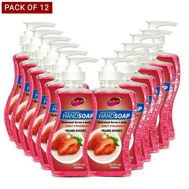 Purest Savon à Mains Liquide - Fraise, 500 ml - Lot de 12
