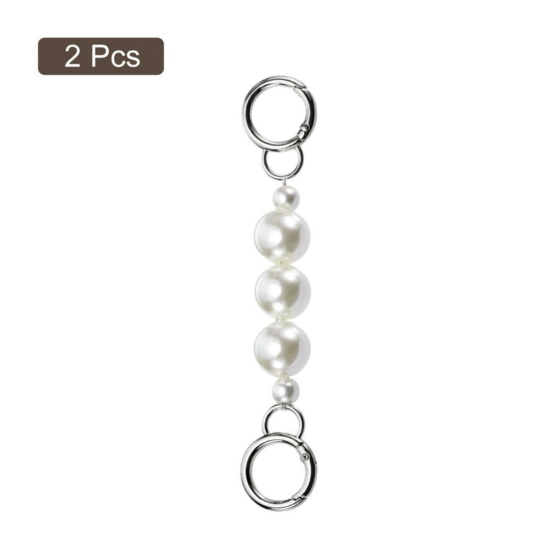 Uxcell 2Pack 15cm/5.9 Pearl Purse Chain Strap Extender for Handbag,  Silver/White Pearl 