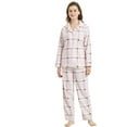 thumbnail image 5 of HEARTNICE Womens Flannel Pajama Set, Long Warm Pajamas Lightweight Pjs Set with Pockets,(Light Pink Plaid,XL), 5 of 6
