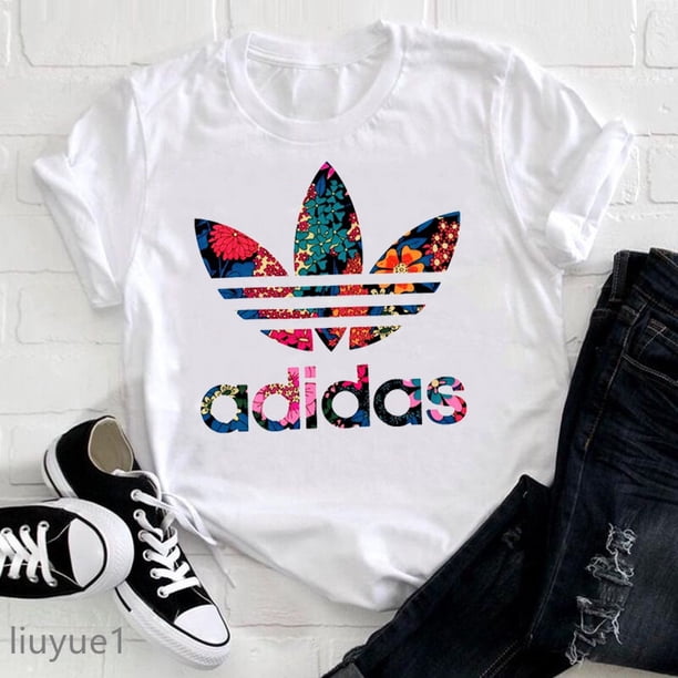 Nueva Moda Floral Addida Camiseta Mujer Ropa De Top Verano Camisetas Dama Niña 90s 00s Estudiante Streetwear Regalo De Navidad Baju Wanitapangjing