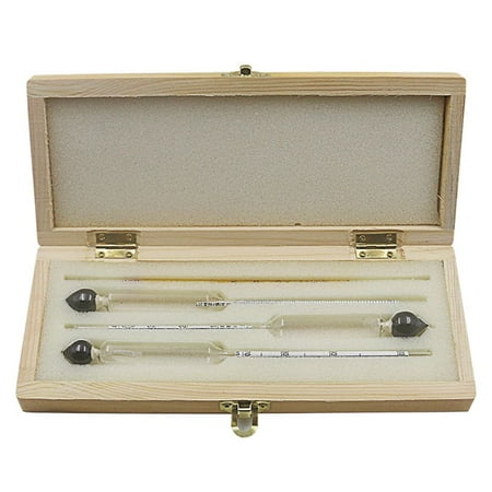 

HeroNeo 3pcs Alcohol Meter Hydrometer Tester 0 to 100% With Thermometer Gadget Case Kit For Wine Instruments