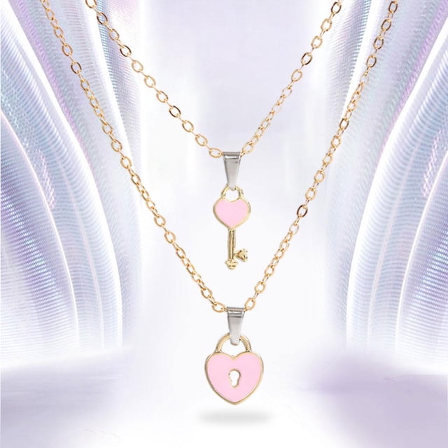 Paquete de 2 Collares con Colgante de Pareja, Cadena de Clavícula Romántica en apariencia de para , Fiestas, Viajes de Trabajo Diarios - Circunferencia 8.3-19.7 pulgadas
