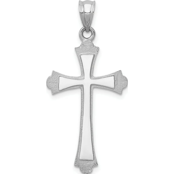 14K White Gold Cross Pendant (37 X 18) Made In United States d806