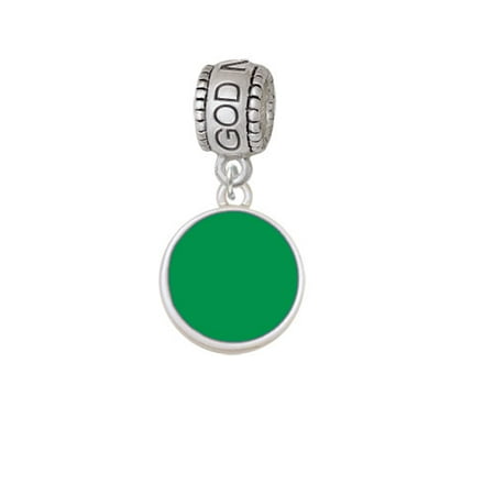 Small Green Enamel Disc - God Mother Charm Bead