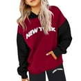 thumbnail image 2 of DHFJKG 2 Piece Suit Girls' Autumn And Winter Letter Printed Pocket Round Neck Long Sleeved Pants Hooded Color Block Sweatshirt Set Cute Outfit, 2 of 6
