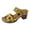 Yellow, variant on Womens Ethnic Retro Platform Slip on Dress Sandals Bohemian Beach Vintage Casual Leather Arch Support Chunky Block High Heels Slides Slippers for Vacation Blue Size 7