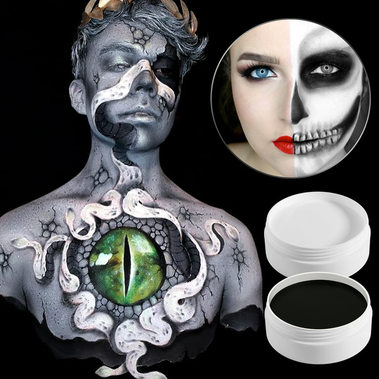 Mesterskab Frivillig forværres Afflano Black and White Face Body Paint Set of 2 for Party Cosplay Fancy  Clown SFX Makeup Face Paint (200g) - Walmart.com