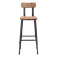 thumbnail image 3 of Zuo Modern Clay Natural Pine & Industrial Gray Bar Chair, 3 of 5