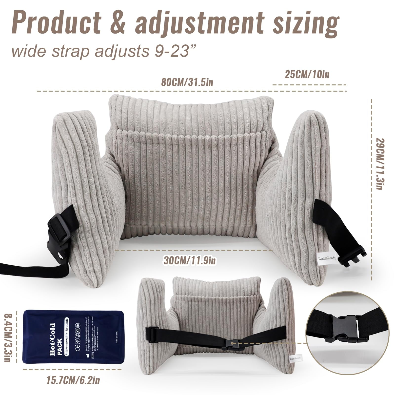 RoamReady Hysterectomy Recovery Pillow, Post Surgery Abdominal Cushion with Gel Pack for C-Section Tummy Tuck Patients