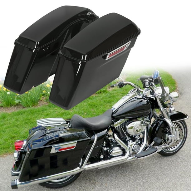 Vivid Black Hard Saddle Bags Saddlebags For Harley Road King Glide FLHT ...