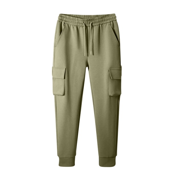 Puntoco Pantalones de trabajo de color liso con bolsillos y pierna recta para hombre