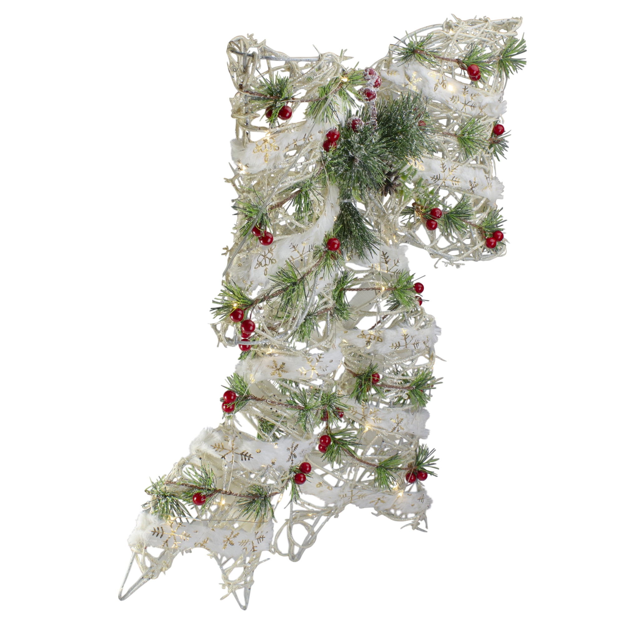 Northlight 20" White Rattan Berry and Pinecone Christmas Bow