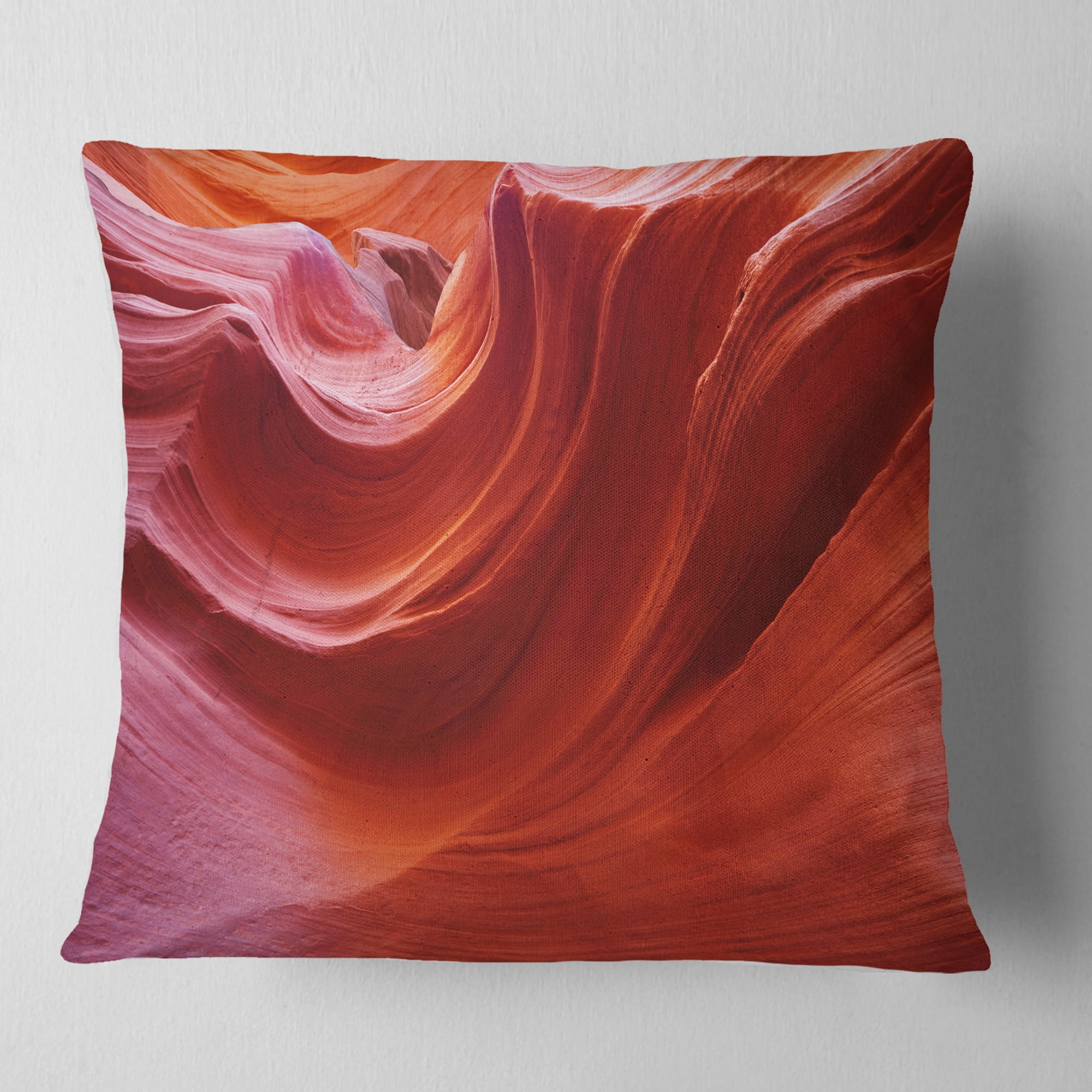 Designart Illuminated Antelope Canyon - Landscape Photo Throw Pillow - 18x18