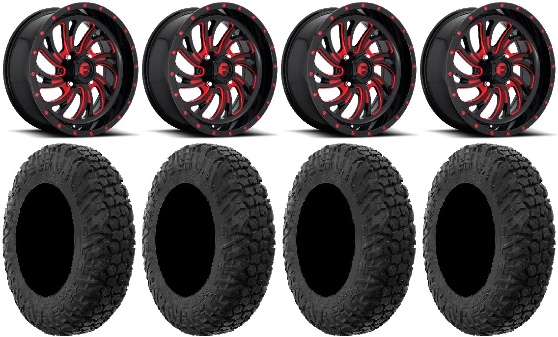 Fuel Kompressor Red 18" Wheels 34" MotoVator Tires Polaris RZR XP 1000