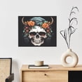 thumbnail image 6 of Susaid Flower Horn Skull Pattern Canvas Wall Decor Poster Framed Artwork Decoration for Bedroom Home Office Ready to Hang,Horizontal, 6 of 6