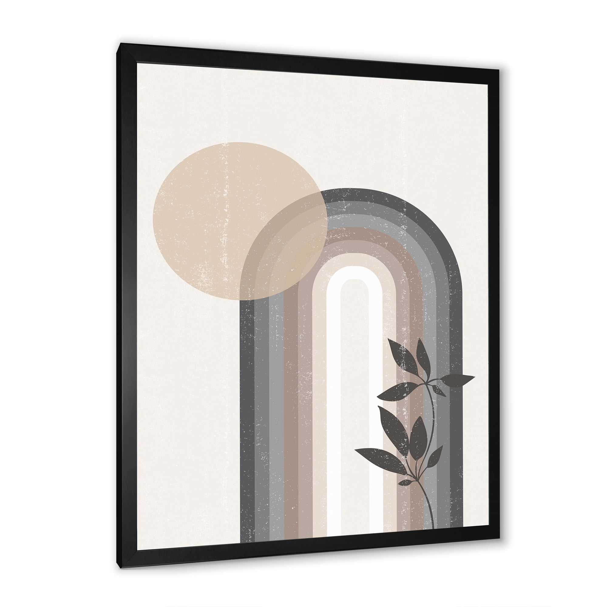 Designart 'Abstract Rainbow Moon and Sun In Earth Tones III' Modern Framed Art Print