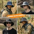 thumbnail image 6 of Muryobao Men Sun Hat Summer Wide Brim UPF 50+ Breathable Boonie Hats Waterproof Foldable Safari Cap Coffee, 6 of 7