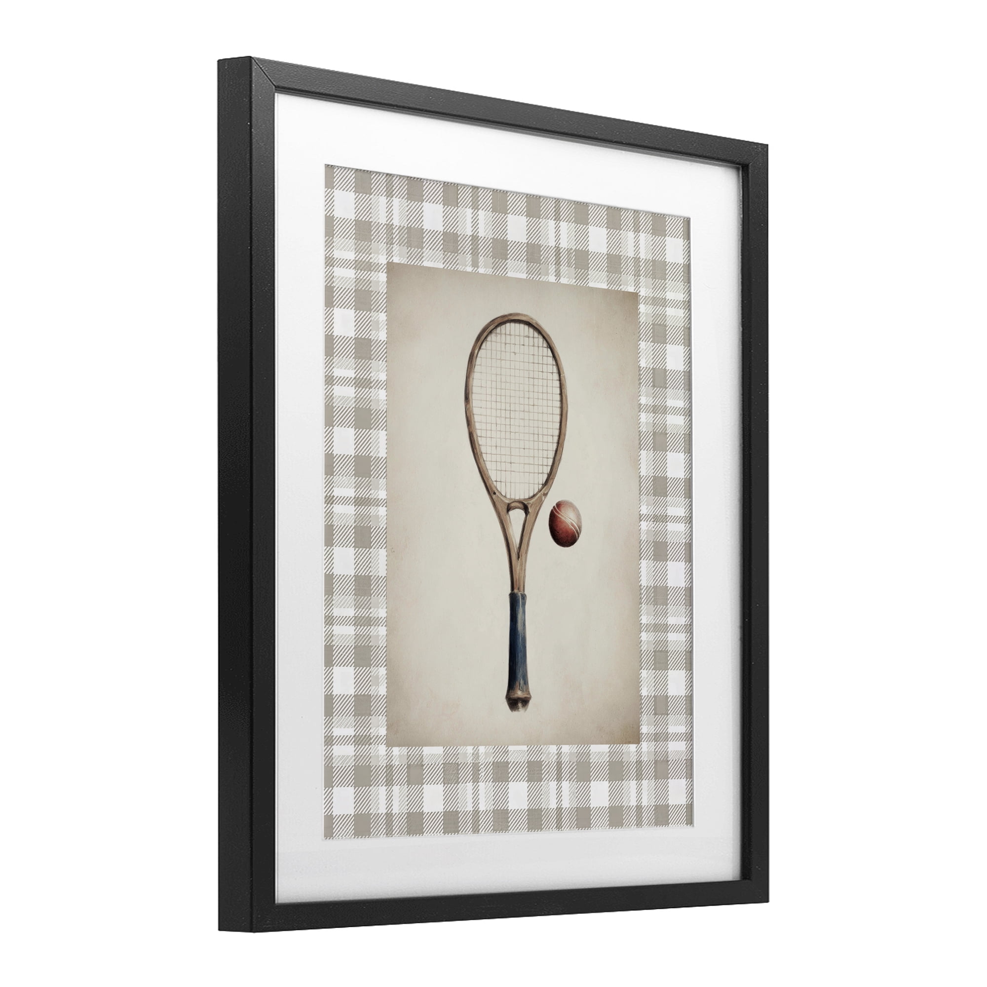 Stupell Industries Vintage Tennis Racket & Ball Black Framed Print Under Glass, design by Sisi and Seb