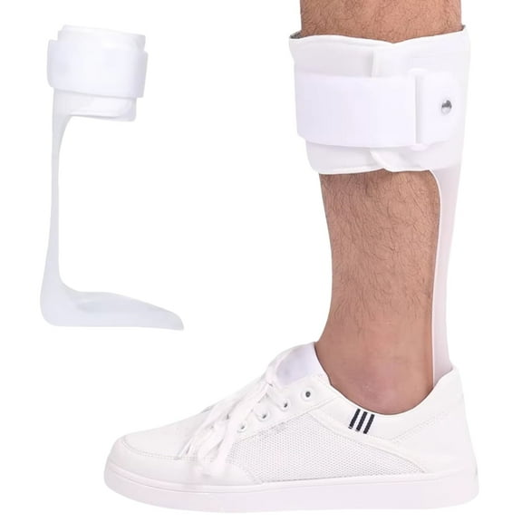 Komzer Ankle Foot Orthosis Support, Drop Foot Brace for Men and Women with Stroke, MS, Hemiplegia, AFO Brace Splint Support (White, S/L)