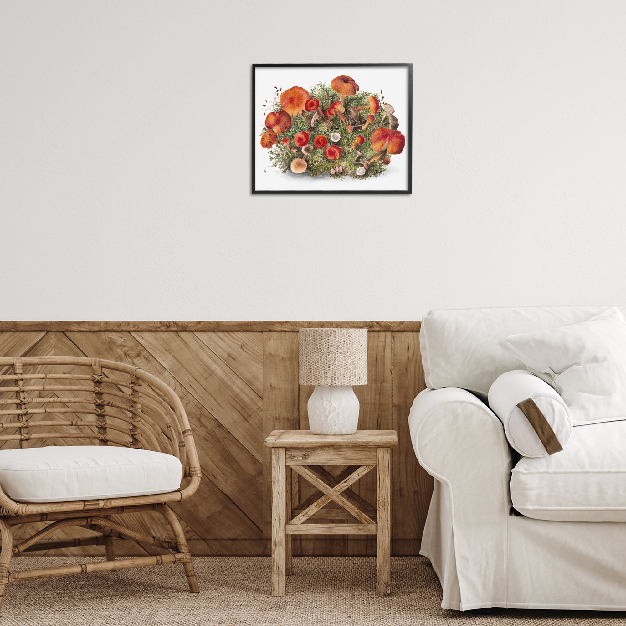 Stupell Industries Rustic Cottage Mushrooms Botanical & Floral Painting Black Framed Art Print Wall Art, 20 x 16