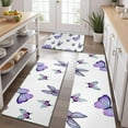 thumbnail image 2 of Purple Flower Butterfly Pattern Kitchen Rugs Sets Of 3,Kitchen Runner Rugs Non Skid Washable,Decorative Kitchen Floor Mats for Kitchen,Sink,Laundry,17"x30"+ 17"x47" + 17"x59", 2 of 6