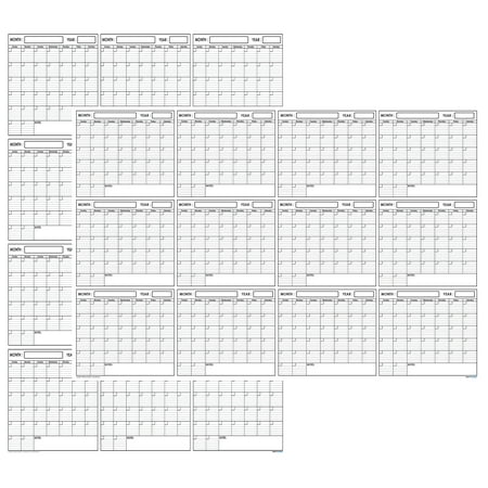 XLarge Yearly Wet & Dry Erase Blank Reusable Undated Wall Calendar Planner for Office Academic Home 12-Month Project Calendar