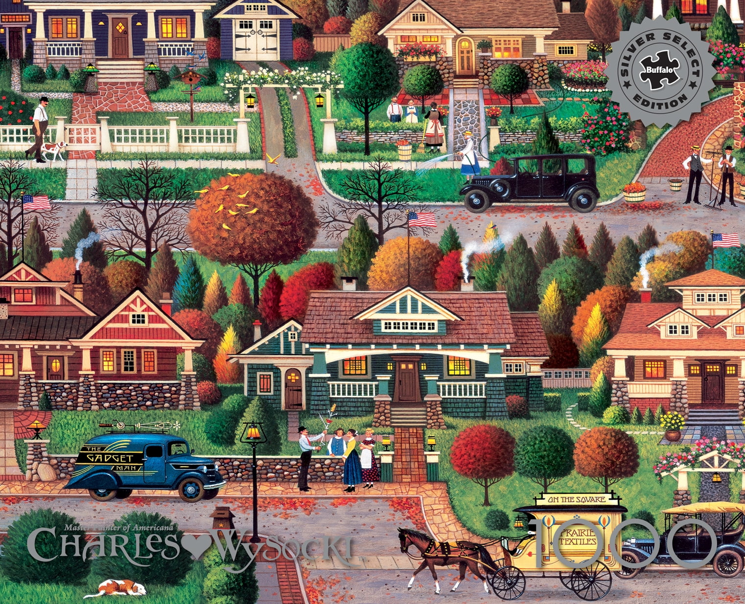 Buffalo Games Charles Wysocki Labor Day in Bungalowville 1000-Piece Interlocking Jigsaw Puzzle for Adults Ages 14+
