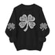 thumbnail image 3 of TaTaai Womens St Patricks Day Print Sweatshirt Long Sleeve Crewneck Casual Pullover Fleece Lined Holiday Top Gift, 3 of 6