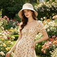 thumbnail image 5 of Hfnxid Women's Korean-Style Color-Block Bucket Hat with Bow, Wide-Brim Sun Cap for Face-Slimming Look, Breathable Lightweight Summer Shade Hat, 5 of 5