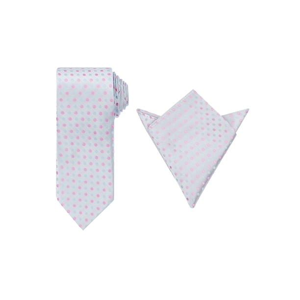 Conjuntos de corbatas para hombres INSPIRE CHIC, corbatas de lunares con pañuelo a juego para bodas y negocios, gris claro
