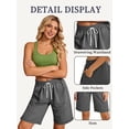 thumbnail image 6 of TEMOFON Womens Shorts Summer Casual Elastic Waist Drawstring Shorts with Pockets Knee Length Bermuda Shorts for Women L, 6 of 8