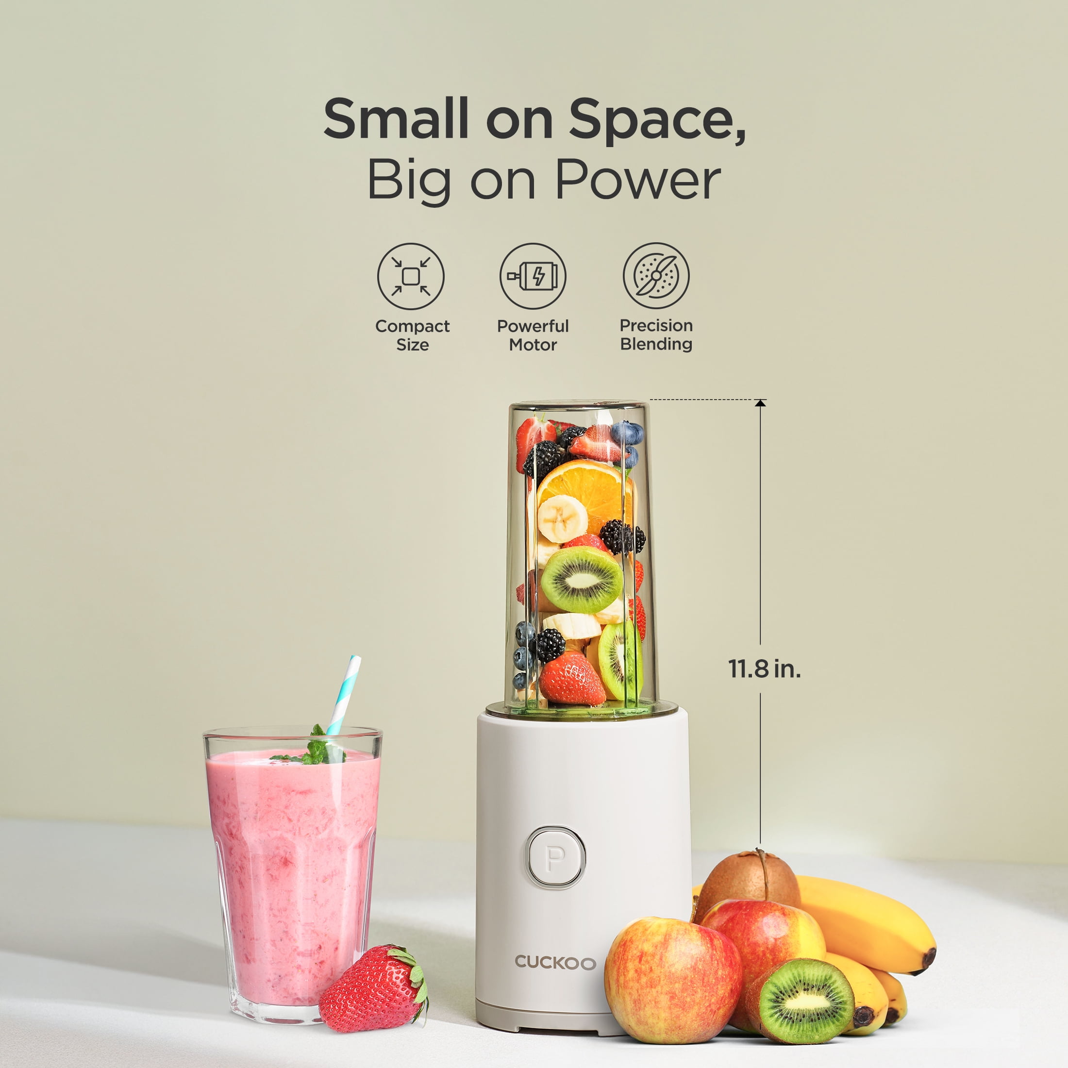 Cuckoo Portable Personal Blender 17oz Food Mixer ETL Certified White (CFM-D60W)