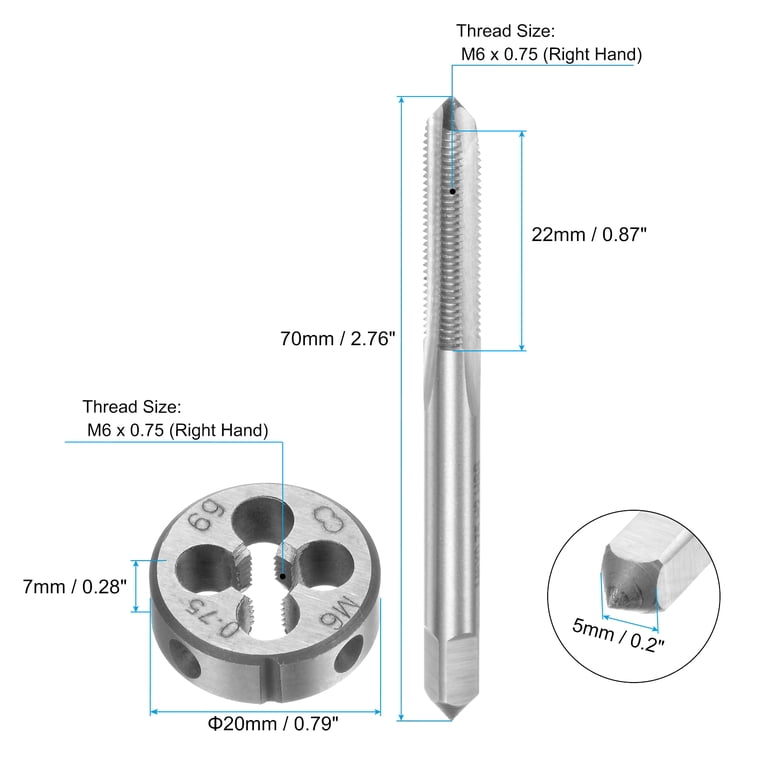 Tap And Die Set M5.5 X 0.5mm HSS Right Hand Tap & Die Set – High Speed Steel Machine Tap With Die, For Precision Threading Tap And Die Set M5.5 X 0.5mm HSS Right Hand Tap & Die Set – High Speed Steel Machine Tap With Die, For Precision Threading